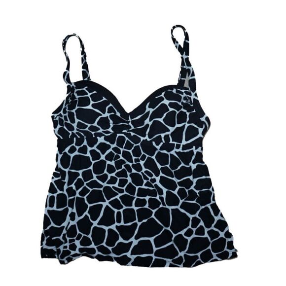 Coco Reef 🌟2/$20 SWIM SALE  Black and White Giraffe-Print Swim Top, Size 32/34D - Picture 1 of 4